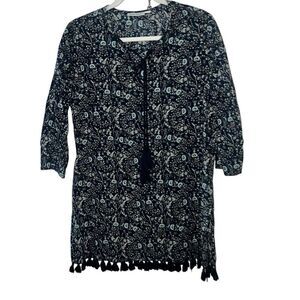 Roller rabbit sz S Bathing Suit cover up Floral Surfer Resort Wear 3/4 Sleeve